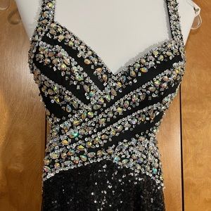 Black and silver beaded prom gown. Size 2